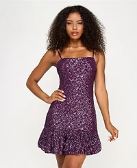 Emerald Sundae Juniors' Sequined Bubble-Hem A-line Dress