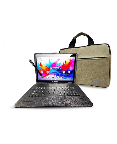 Linsay 10.1" Octa Core 256GB Storage Android 15 with Unique Oracle Keyboard Case and Tablet Briefcase