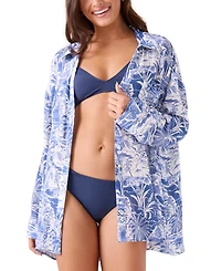 Roxy Juniors' Mana Long-Sleeve Camp Shirt Cover-Up