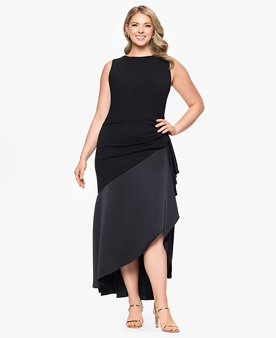Betsy & Adam Plus Mixed-Media High-Low Dress