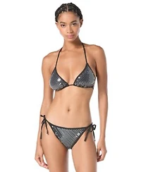 Vince Camuto Womens Sequin Embellished Triangle Bikini Top Side Tie Bikini Bottoms