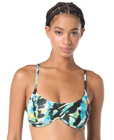 Vince Camuto Women's Printed Scoop Neck Underwire Bikini Top