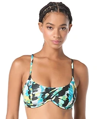 Vince Camuto Women's Printed Scoop Neck Underwire Bikini Top