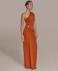 Donna Karan New York Women's Asymmetric Slinky-Knit Gown
