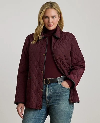 Lauren Ralph Plus Quilted Velboa-Lined Coat, Created for Macy's