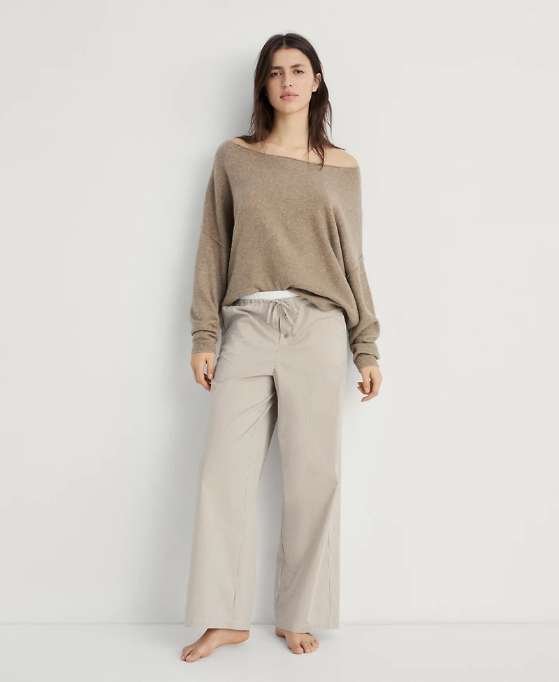 Mango Women's Elastic Detail Striped Pajama Pants