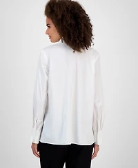 Kasper Button-Front Long-Sleeve Shirt, Regular & Petite