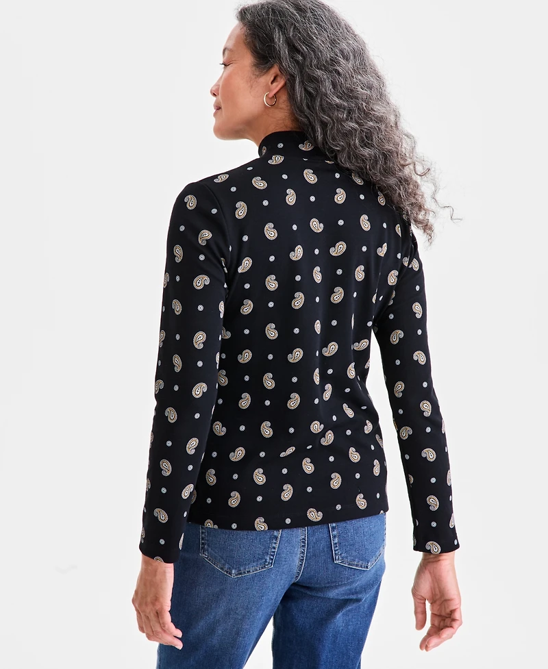 Style & Co Women's Printed Mock Neck Knit Top, Macy's Exclusive