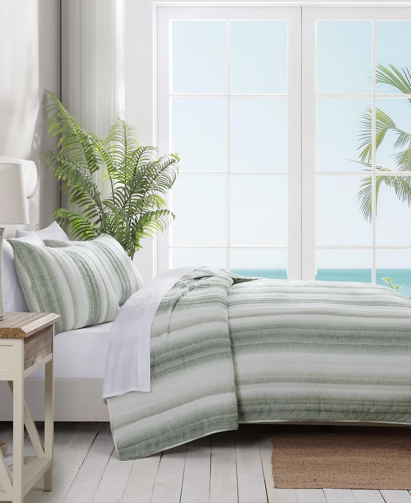 Tommy Bahama La Prisma Stripe Texture Cotton 3-Pc. Quilt Set, Full/Queen