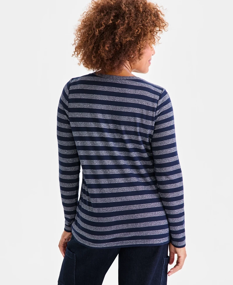 Style & Co Women's Printed Boat Neck Long-Sleeve T-Shirt, Exclusively at Macy's