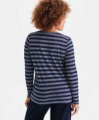 Style & Co Women's Printed Boat Neck Long-Sleeve T-Shirt, Exclusively at Macy's