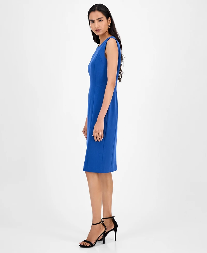 Kasper Crepe Sleeveless Round-Neck Sheath Dress, Regular & Petite
