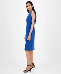 Kasper Crepe Sleeveless Round-Neck Sheath Dress, Regular & Petite