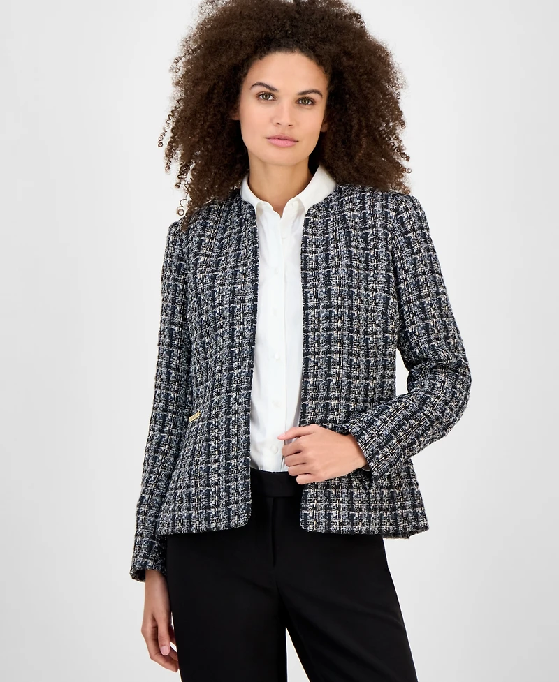 Kasper Tweed Open-Front Cardigan, Regular & Petite