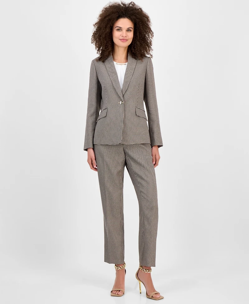 Kasper Houndstooth Single-Button-Front Jacket, Regular & Petite
