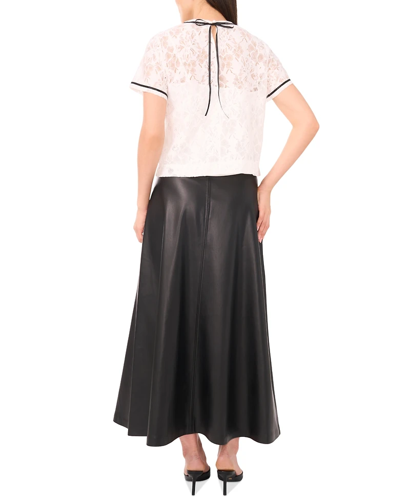 Vince Camuto Women's Crewneck Short-Sleeve Lace Top