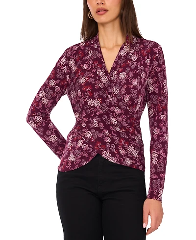 Vince Camuto Women's Printed Long-Sleeve Wrap Top