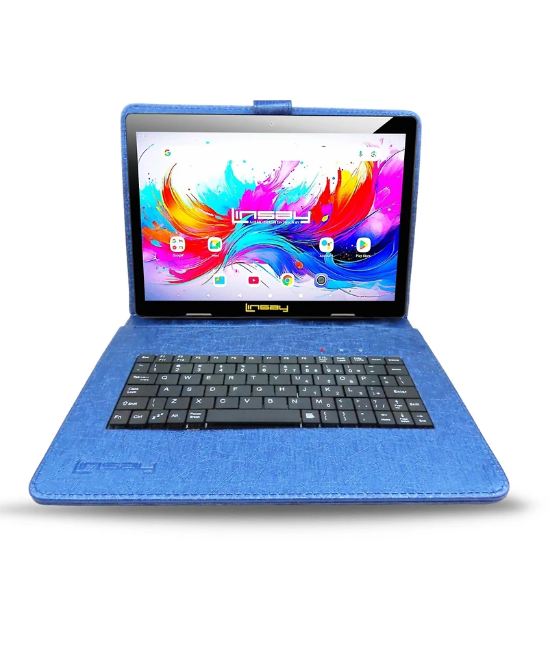 Linsay 10.1" Octa Core 256GB Storage Android 15 with Unique Oracle Keyboard Case and Tablet Briefcase