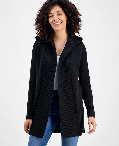 Style & Co Petite Hooded Open-Front Long Cardigan, Macy's Exclusive