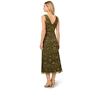 Adrianna Papell Women's Beaded V-Neck Party Dress