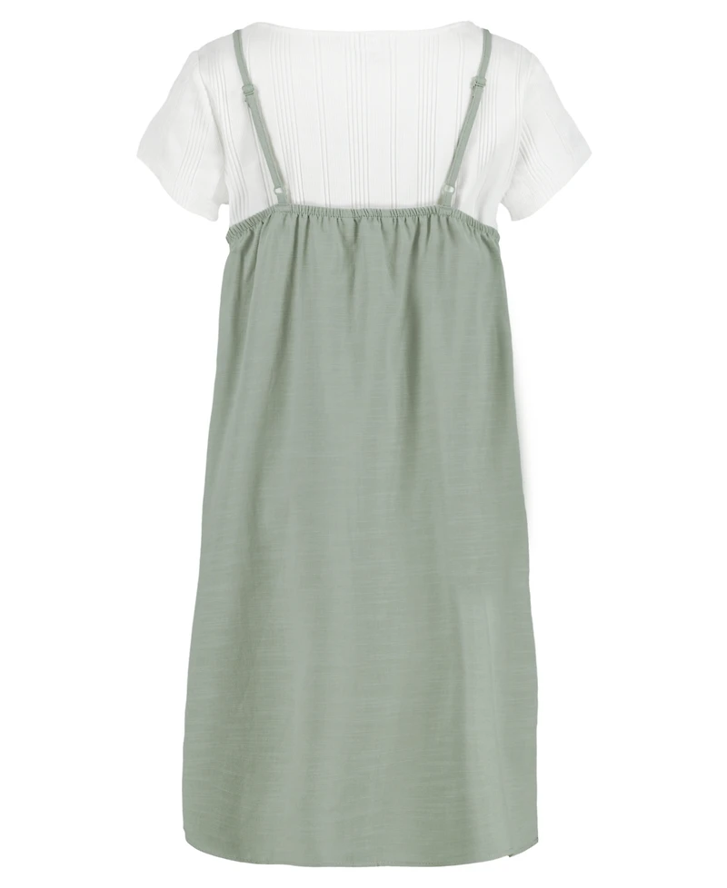Calvin Klein Big Girls 2-Piece Short Sleeve T-Shirt and Slip Dress Set