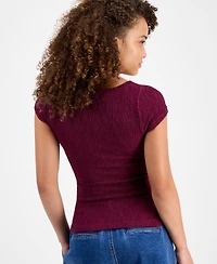 And Now This Petite Short-Sleeve Textured Top, Macy's Exclusive