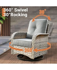Xizzi 10 Piece Outdoor Patio Furniture with Swivel Chairs,All Weather Wicker Sectional Coversation Set Solar Coffee Table, Single Modular Chairs
