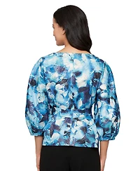 Alex Evenings Women's Jacquard Print Metallic Top