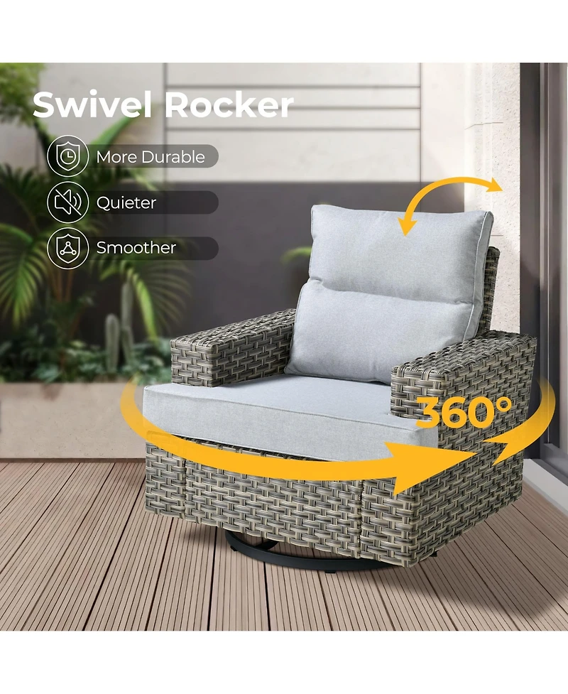 Xizzi Wicker Outdoor Patio Furniture Set, 9PCS Rattan Modular Sectional Sofa,Outside Swivel Rocking Chairs Coversation Set with Side Table