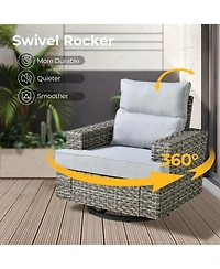 Xizzi Wicker Outdoor Patio Furniture Set, 9PCS Rattan Modular Sectional Sofa,Outside Swivel Rocking Chairs Coversation Set with Side Table