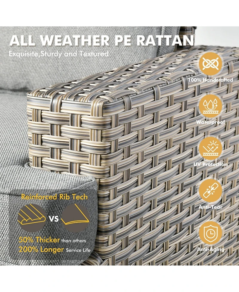 Xizzi Wicker Outdoor Patio Furniture Set, 9PCS Rattan Modular Sectional Sofa,Outside Swivel Rocking Chairs Coversation Set with Side Table