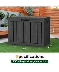 Mondawe 45 Gal Deck Box Resin for Patio Garden Furniture, Outdoor Storage Container