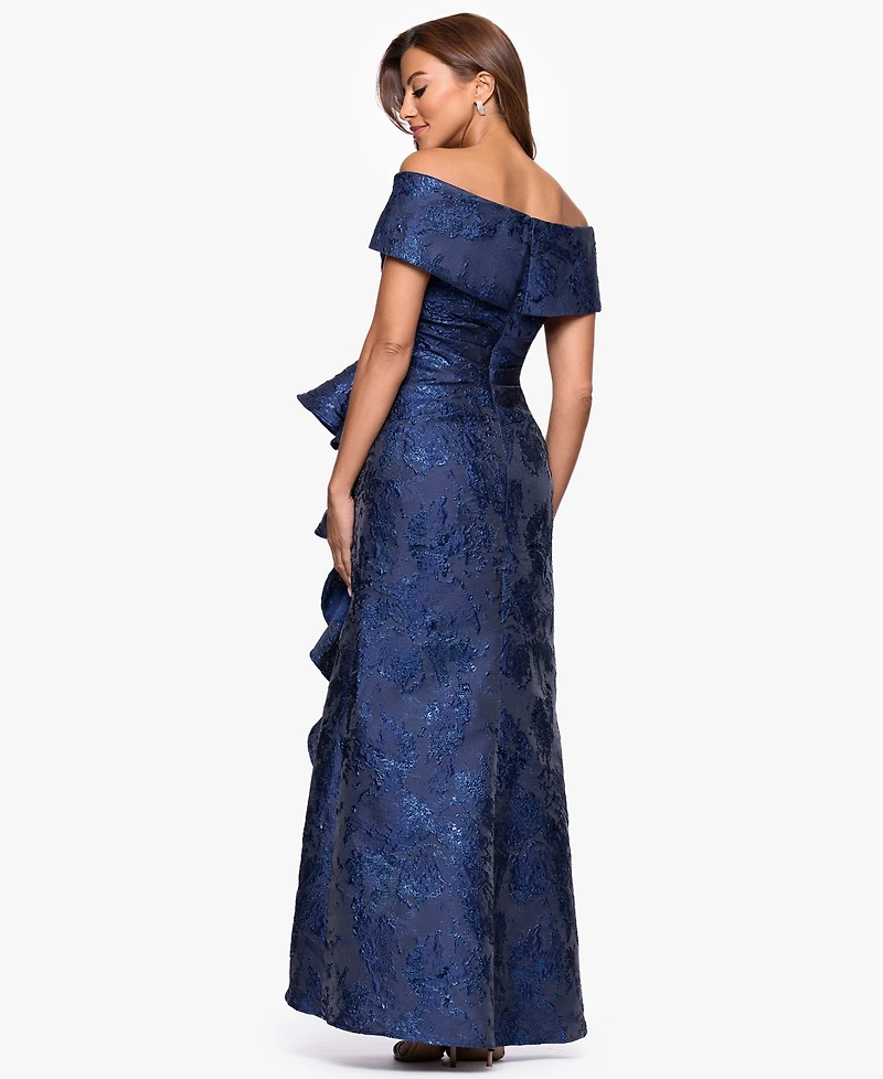 Xscape Women's Jacquard Long Fit & Flare Dress