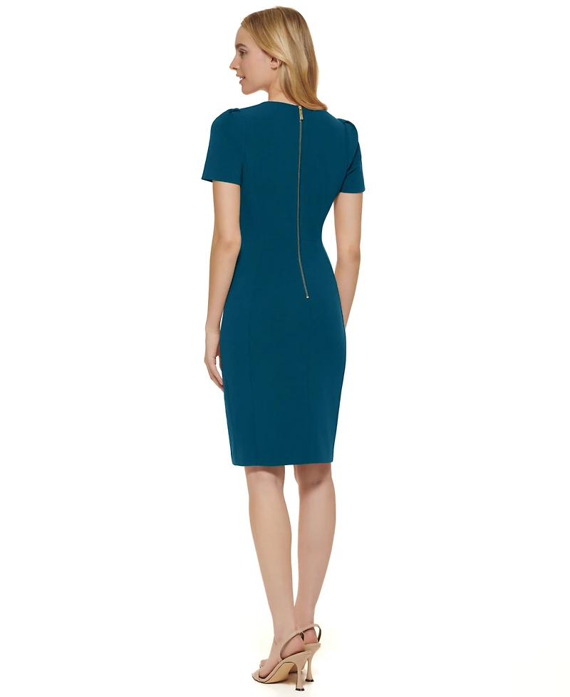Calvin Klein Women's Short-Sleeve Scuba Sheath Dress