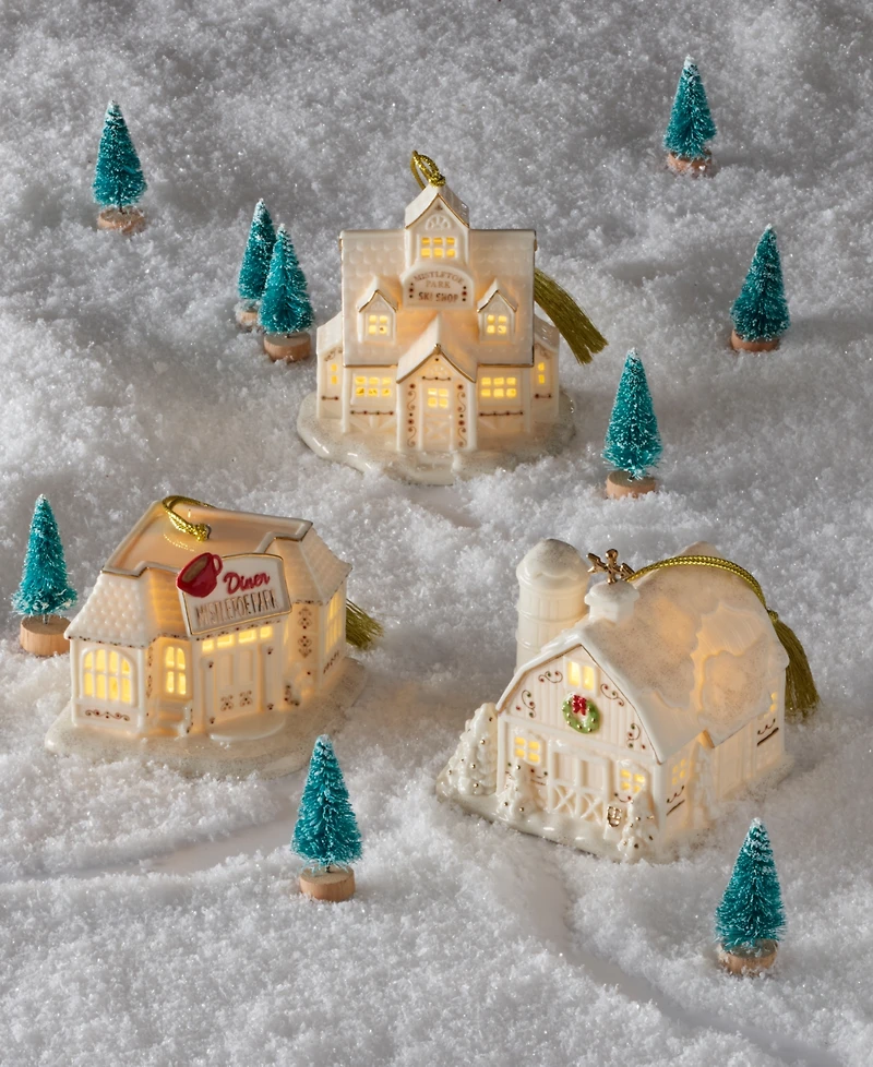 New For 2025! Lenox Mistletoe Park Barn Lit Ornament
