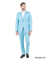 Stacy Adams Men's Solid Textured 3-Piece Jacket With Vest And Pants Suit Notch Lapel