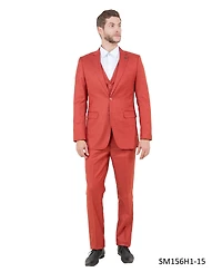 Stacy Adams Men's Solid Textured 3-Piece Jacket With Solid Vest And Pants Suit Notch Lapel