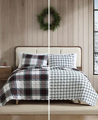 Closeout! Eddie Bauer Holiday Plaid Flannel Cotton Reversible 3-Pc. Quilt Set