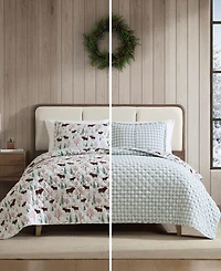 Eddie Bauer Mountain Moose Flannel Cotton Reversible -Pc. Quilt Set