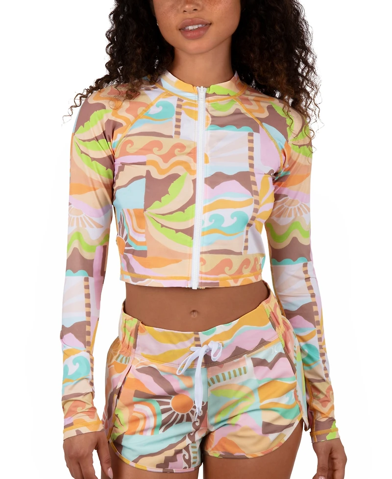 Hurley Juniors' Vacay Dreams Cropped Rashguard Top