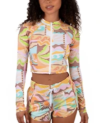 Hurley Juniors' Vacay Dreams Cropped Rashguard Top