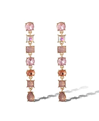 Jessica Simpson Light Pink Crystal Linear Drop Earrings in Gold-Tone