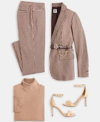 Anne Klein Single Button Blazer Turtleneck Sweater Houndstooth Print Pants