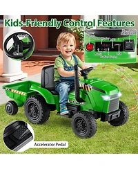 Gymax 2-in-1 Kids Ride On Tractor 12V Battery Powered Toy Car w/ Remote Control