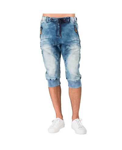 Level 7 Men's Premium Knit Denim Jogger Capri Shorts