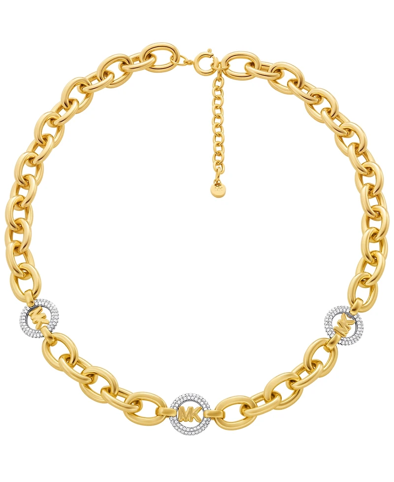 Michael Kors Cubic Zirconia Logo Chain Necklace
