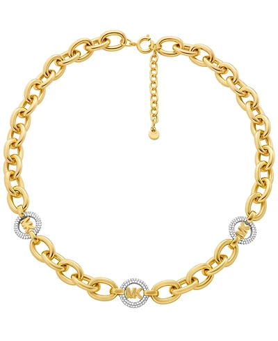 Michael Kors Cubic Zirconia Logo Chain Necklace