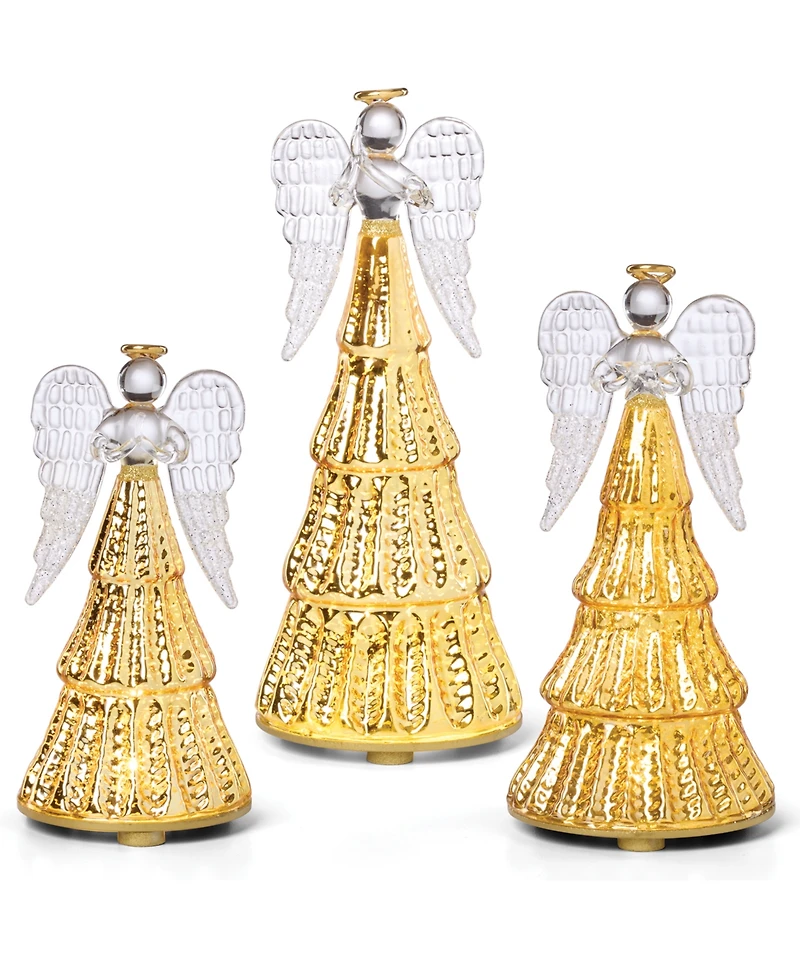 Lenox Radiant Light Lit Glass Angel Figurines, Set of 3