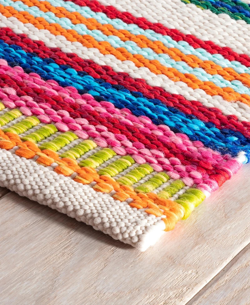 Dash and Albert Rugs by Annie Selke Bright Stripe Indoor/Outdoor DA1087 2'6''x8' Runner Area Rug