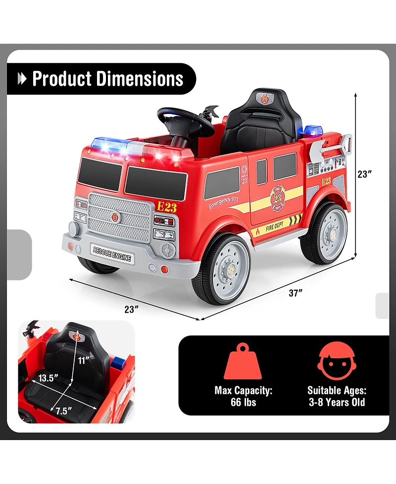 Gymax Kids Ride on Police Car 12V Battery Powered Electric Vehicle w/ 3 Speeds
